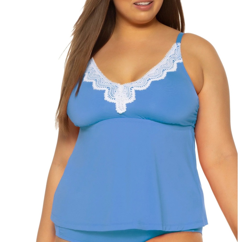 BCA by Rebecca Virtue Blue Tankini Top Only Size‎ 1X (16-18)
